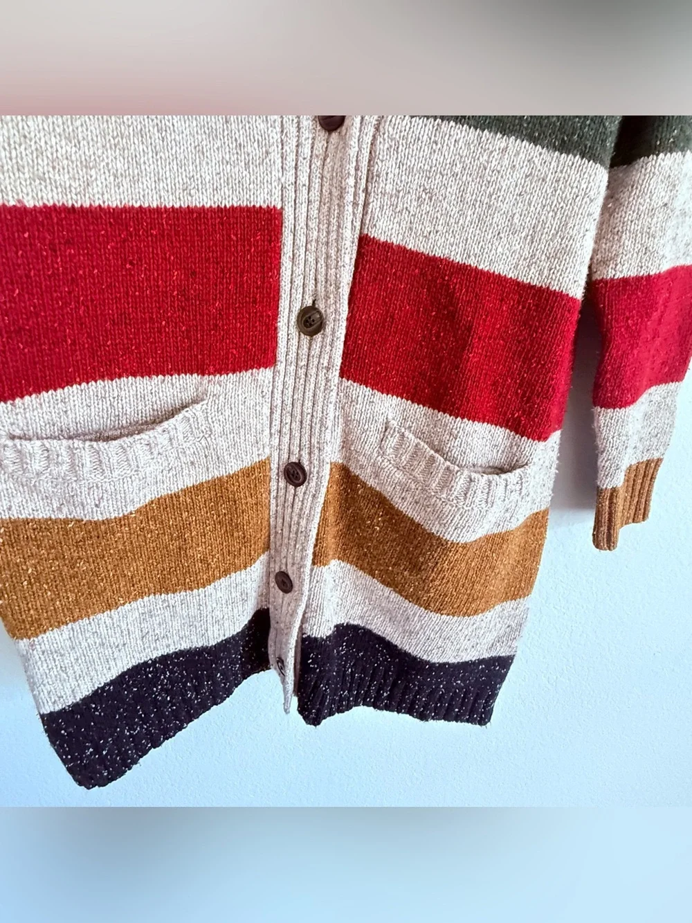 Pendleton Women’s Glacier Stripe Lambs Nylon Wool Cardigan Large